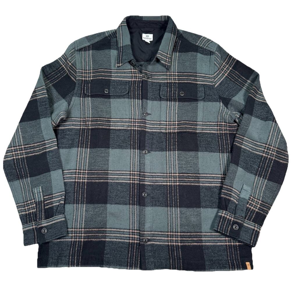 Tentree Mens Heavy Weight Flannel Jacket Shacket Button Up Plaid Size XL